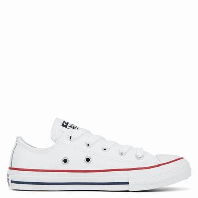 Converse Leather Chuck Taylor All Star - Lasten Tennarit - Valkoinen/TummanPunainen